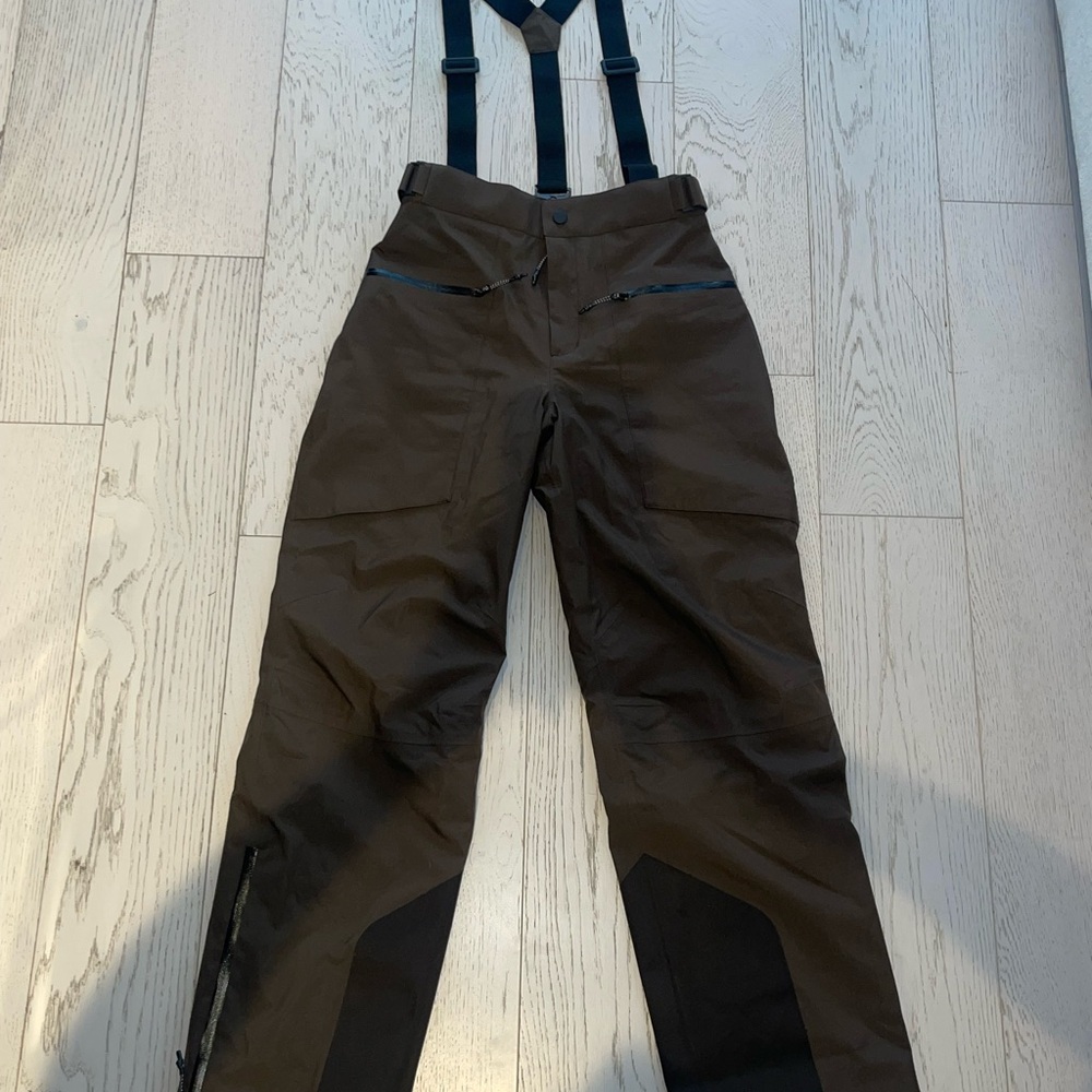 Zara Men's Brown Waterproof Ski Pants with Suspenders